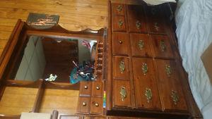 Wooden dresser with mirror