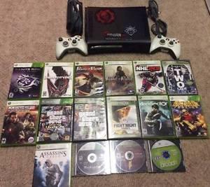 Xbox 360 with 2 Controllers and 16 Games!