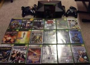 Xbox with 2 Controllers and 19 Games!