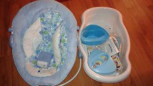 baby bath and baby bouncer