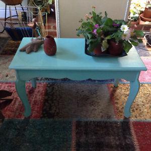 lovely turquoise solid wood bench/table