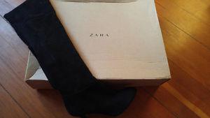 7.5 Black Zara Over the Knee Boots - Never Worn