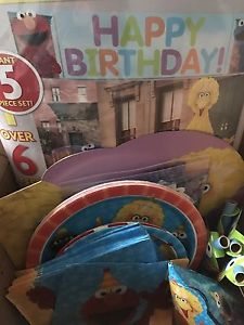 Box Full of Sesame Street Birthday Party Decorations