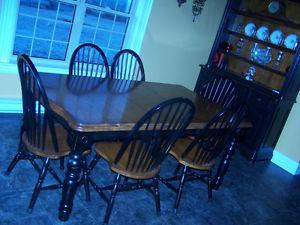 Harvest Table with Chairs & Hutch