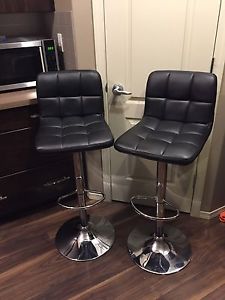 Leather hydraulic adjustable height stools