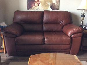 Leather loveseat and matching chair