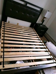 Queen bed frame and side drawers