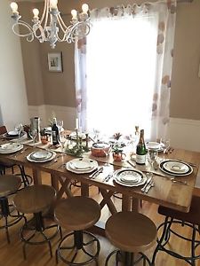 Solid Oak Wood Harvest Dinner Table - $