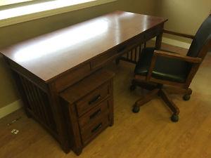 Solid desk, chair & under desk cabinet