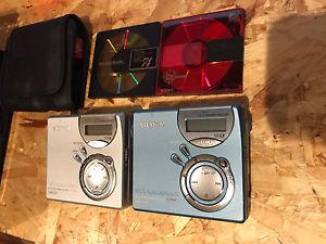 Two Sony Minidisc players and case