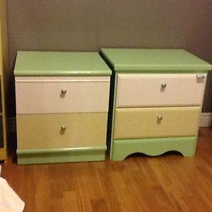Two bedside tables - shades of green
