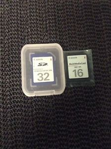Two new/unused SD Memory Cards (32mb and 16mb)