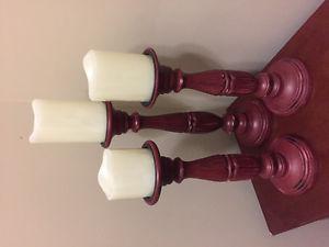 Wine Wooden Pillar Candle Holders