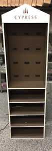 retails store display with plugs and shelves