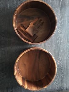 2 wooden serving bowls