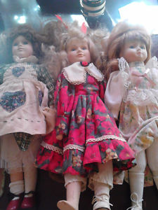 3 DOLLS 5 EACH... AROUND 15 INCHES APX FOR EACH.