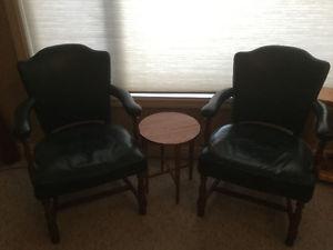 ANTIQUE LEATHER OFFICE CHAIRS (3)
