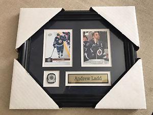Andrew Ladd collectors cards and pin framed