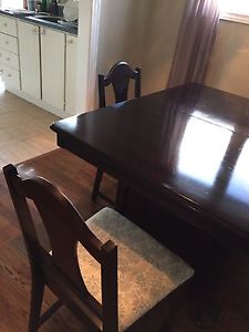 Antique table and chairs.