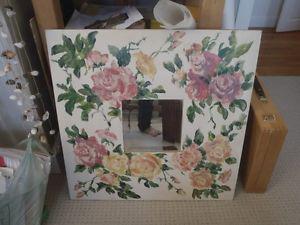 Artistically painted floral bevelled mirror