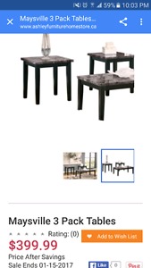 Ashley furniture coffee and end tables