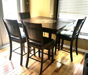 Bar Height Dining Set *Wood & Leather*