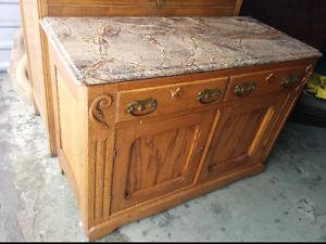Beautiful Antique Sideboard Buffet Cabinet With Real