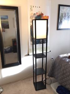 Black Floor Lamp with Shelves