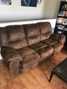 Brown Suade Reclining Sofa **Must Go**
