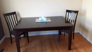 Dining table with two chairs