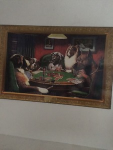 Dogs playing poker plaqmount