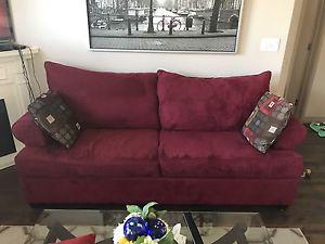 Love seat and sofa bed- red