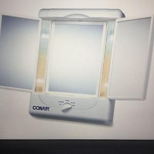New "Conair" 3 sided Lighted Mirror
