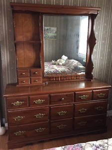 Pine dresser, Double bed head and foot board