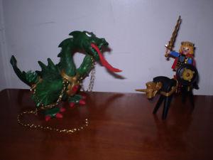 Playmobil Green Dragon and Knight.