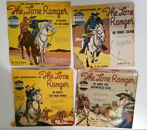 Set of 4 The Lone Ranger 45 records