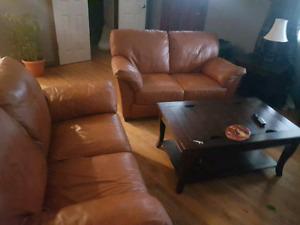 Two leather loveseats