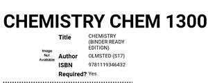 Wanted: Want: Olmsted Chemistry textbook UofM