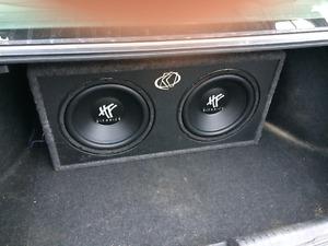 2 HIFONICS 12 INCH SUBWOOFERS AND A PIONEER AMP