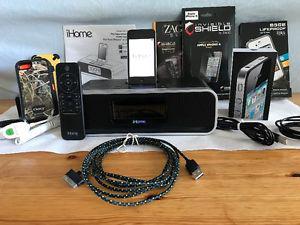 Apple 4s, 32GB and iHome Deluxe Clock Radio Charge Station