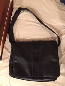 Black leather laptop bag
