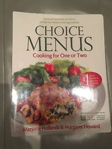 Brand new sealed cook book: menus for one or two