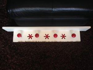 Decorative ‘arts & crafts’ white shelf with 4 red posts