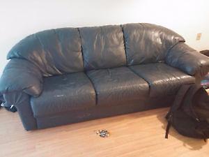 Green leather couch! Going Cheap!! $60