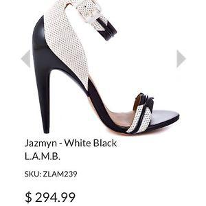 L.A.M.B. Jazmyn White Black Heels Size 10