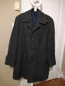 London Fog 100% Wool Charcoal Grey Mens Trench Overcoat Size