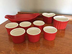 Lot of Red Baking & Serving Dishes