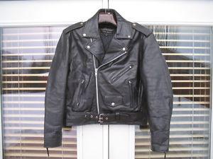 Men's sz 42 vintage leather motorcycle jacket quilted lining