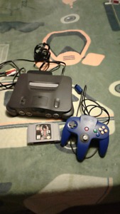 N64 console with one controller and WWF game