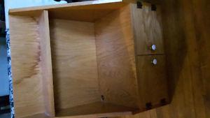 Oak microwave shelf & cupboard